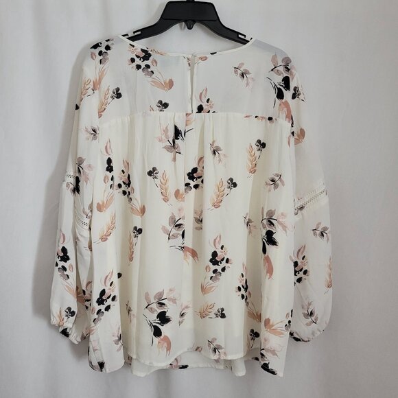 NEW Frazzle Blouse Top BOHO Peasant Flowy Floral Cottagecore balloon slv NWT - Picture 2 of 9